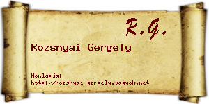 Rozsnyai Gergely névjegykártya